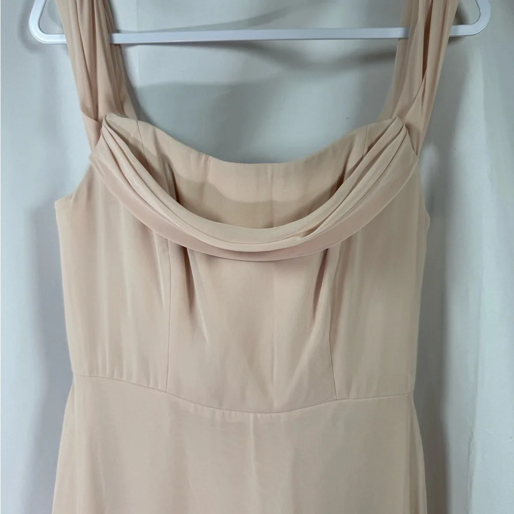 Thread Off-The-Shoulder Lux Chiffon Draped Neckline Maxi Dress Cameo 8R - Picture 2 of 11